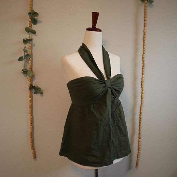 NWT GAP Green Halterneck Flowing Blouse Size XS - Picture 1 of 4